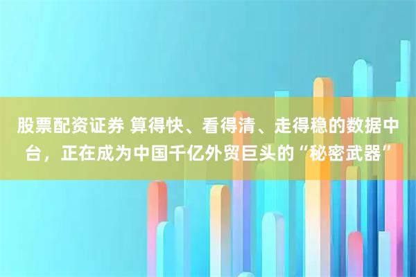股票配资证券 算得快、看得清、走得稳的数据中台，正在成为中国千亿外贸巨头的“秘密武器”